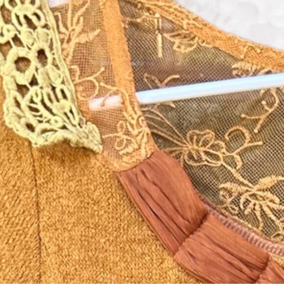Anthropologie Gorgeous Orange Lace Bow midi Sweater Dress by a’reve Size S - Picture 4 of 8